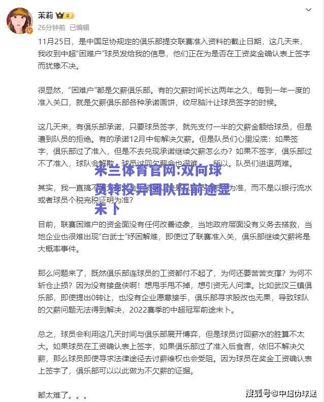 米兰体育官网:双向球员转投异国队伍前途显未卜